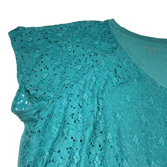 Ava & Viv Layered Lace Detailed Top Green Blouse Plus Size 4x u - Picture 3 of 7